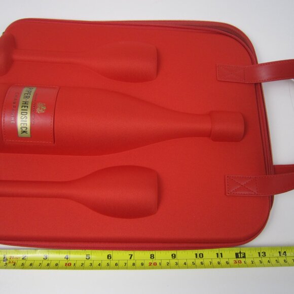 Piper Heidsieck Champagne Hard Shell Bottle And 2 Glasses Red Travel Case Only - Picture 11 of 13